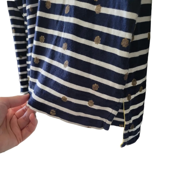 Boden Metallic Polka-dots with Stripes Long Sleeve Shirt Size 10 - Picture 4 of 6